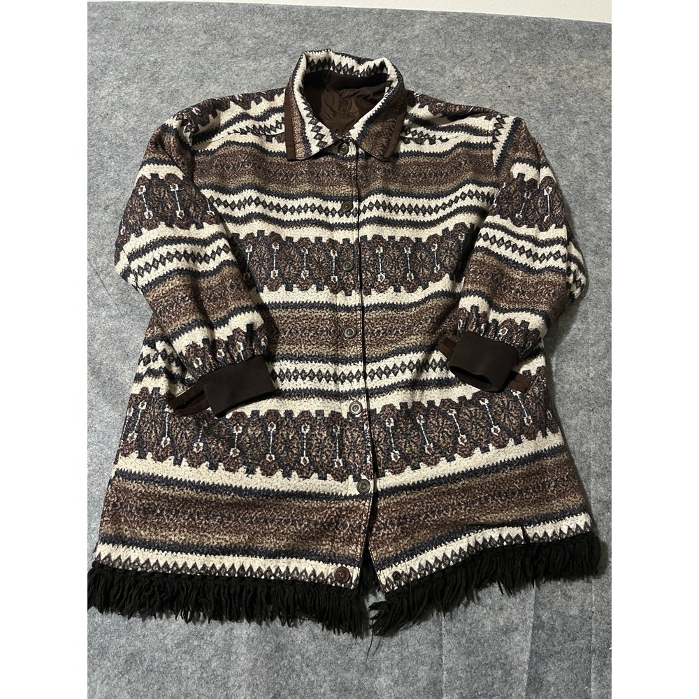 Vintage Current Seen Boho Western Brown‎ Long Jacket One Size